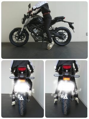 Cb125rの足つきチェック 身長１６２ｃｍの女性に跨って頂きました オートプラザ 神戸市西区 明石市にあるバイクショップ Hondawing ホンダウィング 店